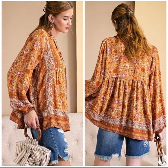 LAST ONE 👆The MILLIE Boho Floral Print Blouse - Picture 2 of 8